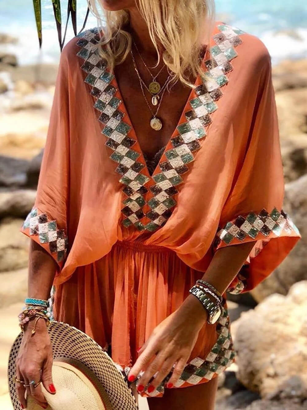 Kimono mono estampado bohemio playero